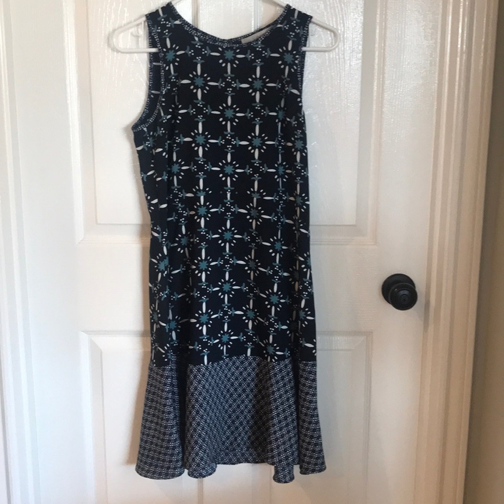 LOFT blue print swing dress